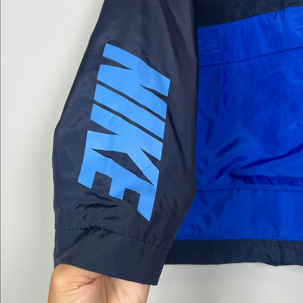 Nike Kids Navy Royal Blue‎ Pullover Hooded Windbreaker Jacket Boys 5 Lightweight